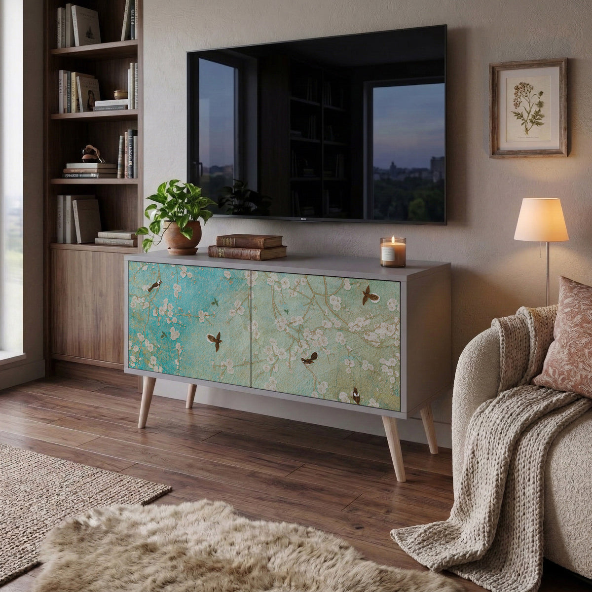 BLOOMING CHARM Móvel de TV Compacto de 2 Portas