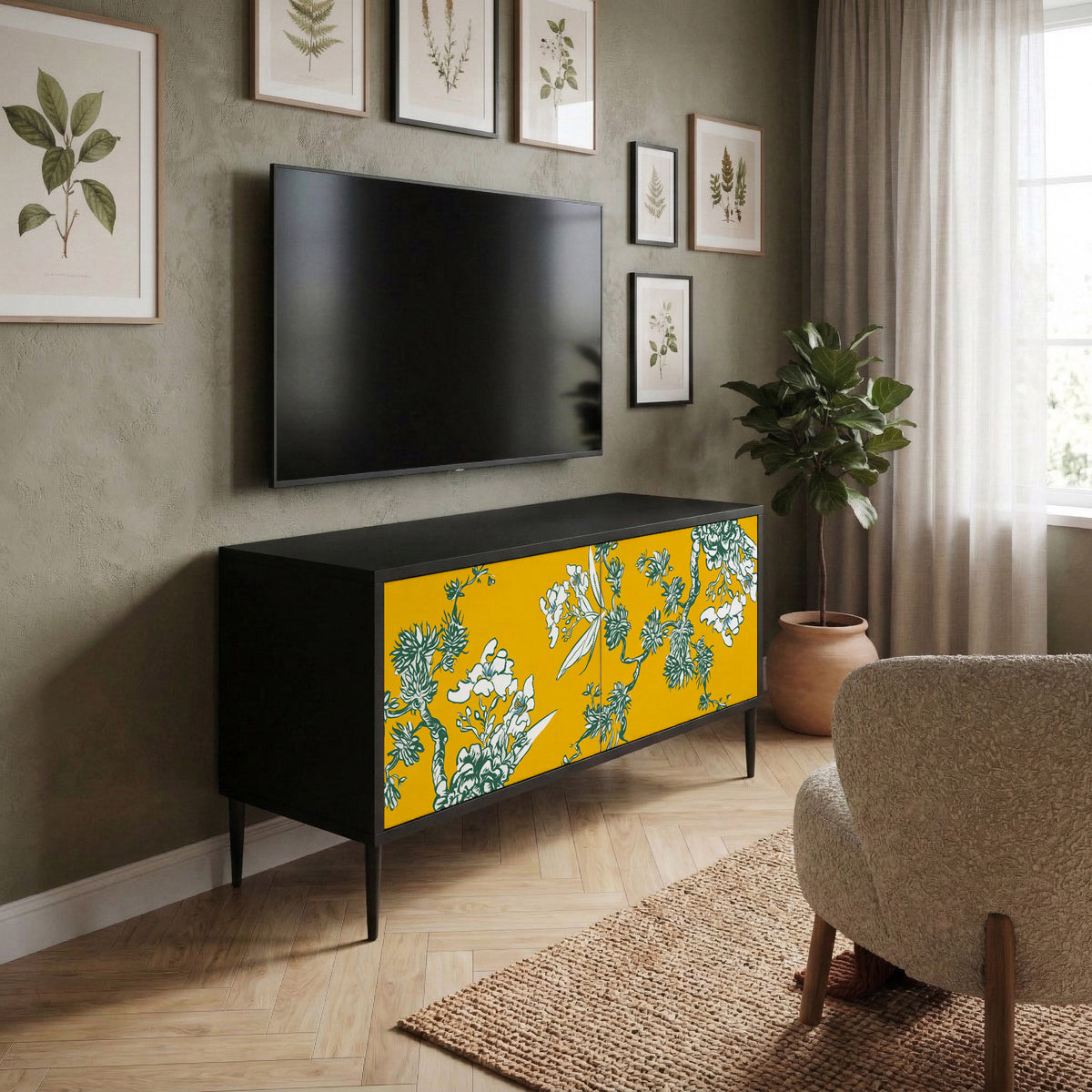 YELLOW CHINOISERIE Móvel de TV Compacto de 2 Portas