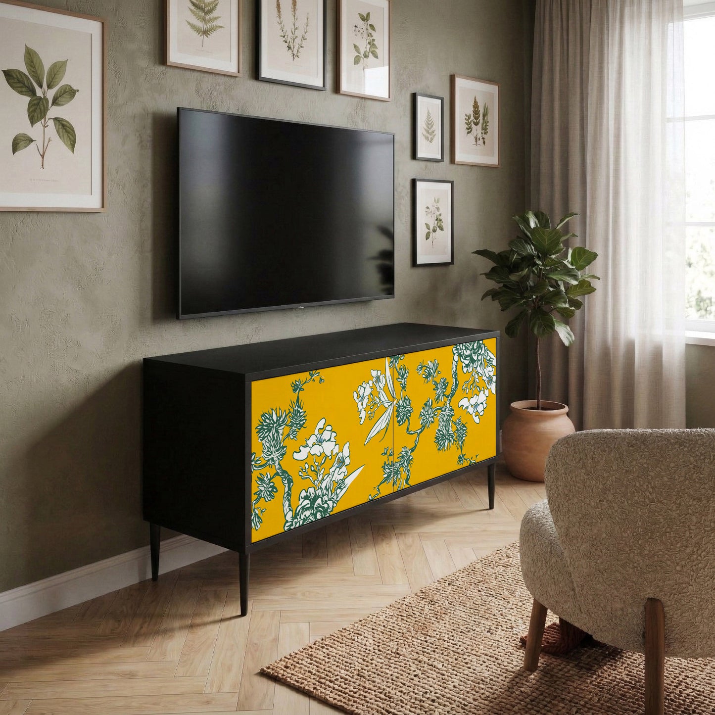 YELLOW CHINOISERIE Móvel de TV Compacto de 2 Portas