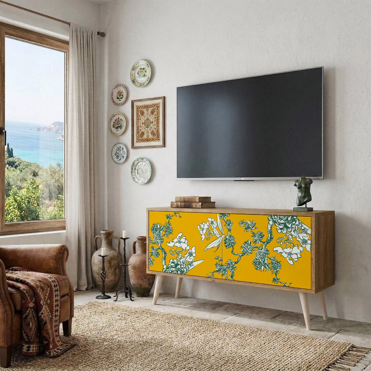 YELLOW CHINOISERIE Móvel de TV Compacto de 2 Portas