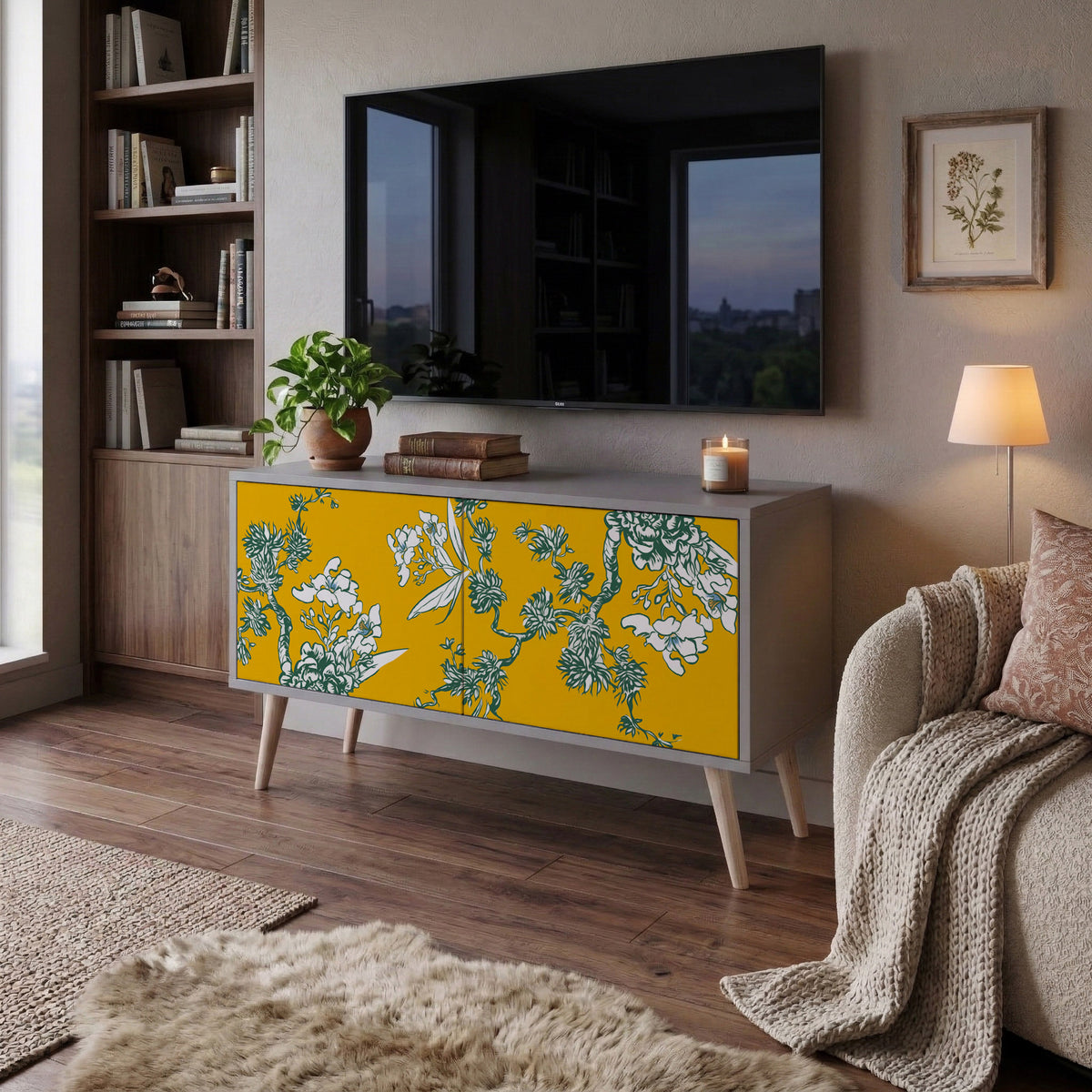 YELLOW CHINOISERIE Móvel de TV Compacto de 2 Portas