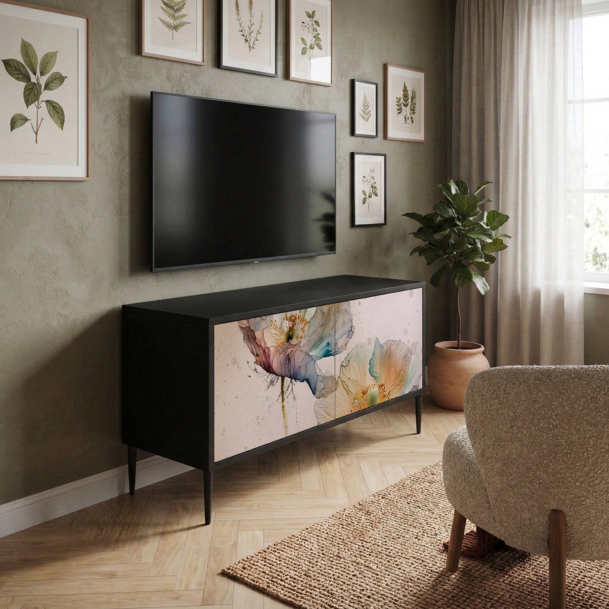 SOFTEN POPPY Compact 2-Door TV Cabinet