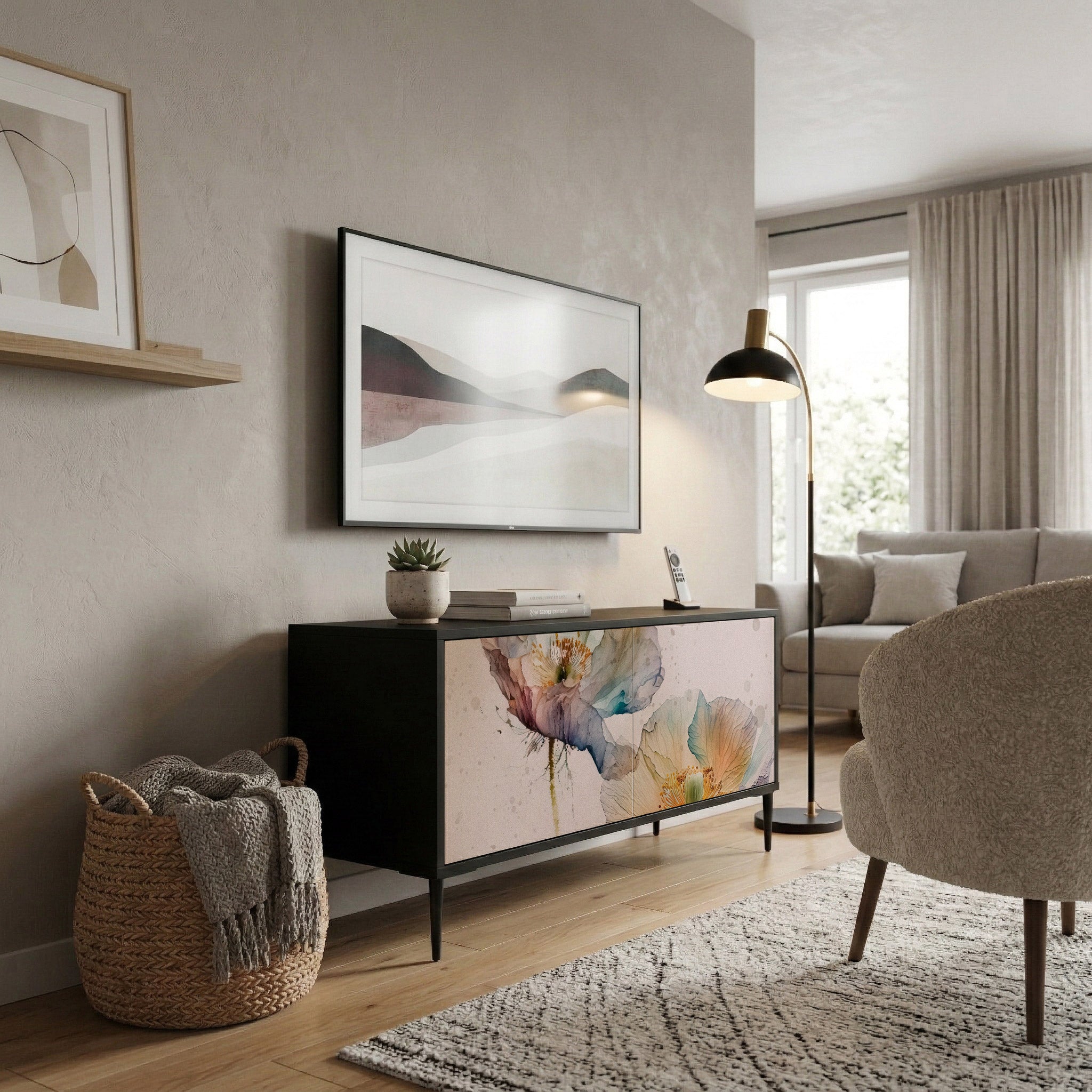 SOFTEN POPPY Compact 2-Door TV Cabinet