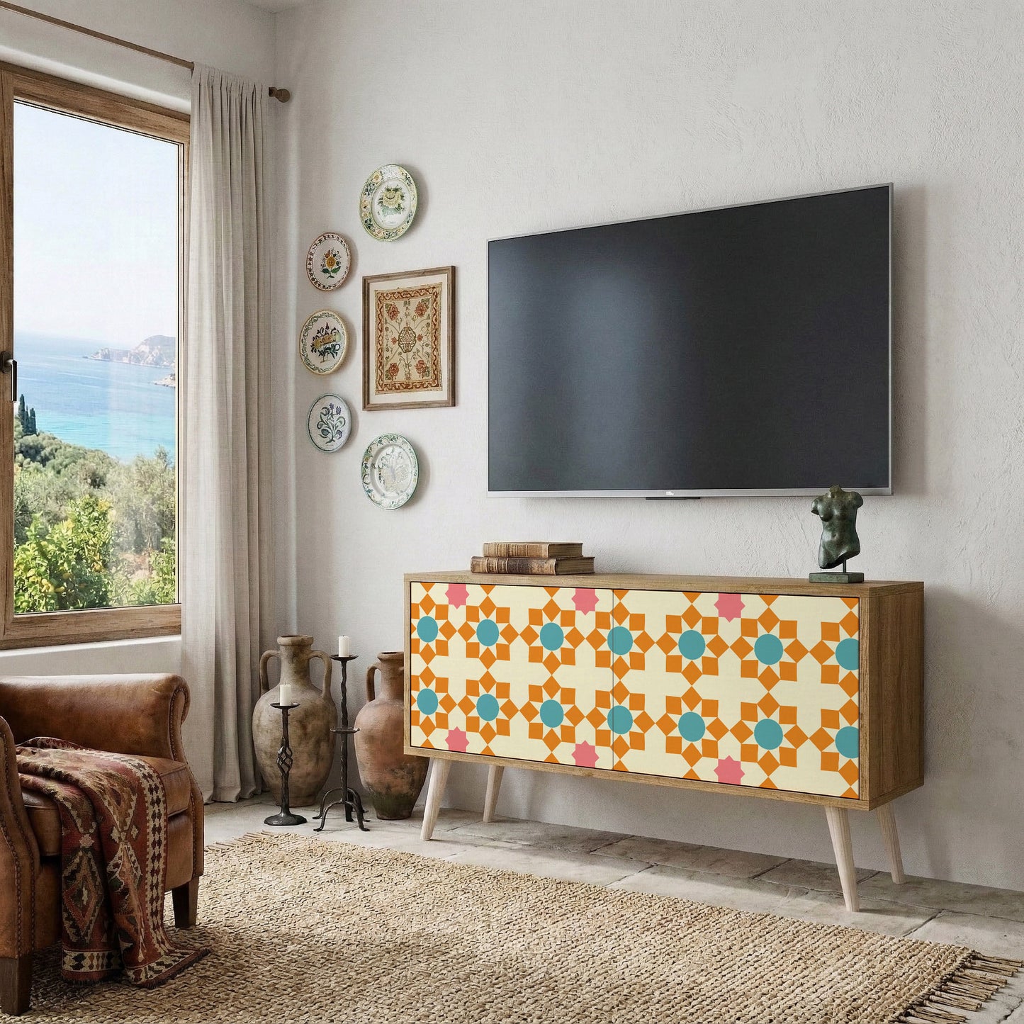 FLORAL DECOR Móvel de TV Compacto de 2 Portas