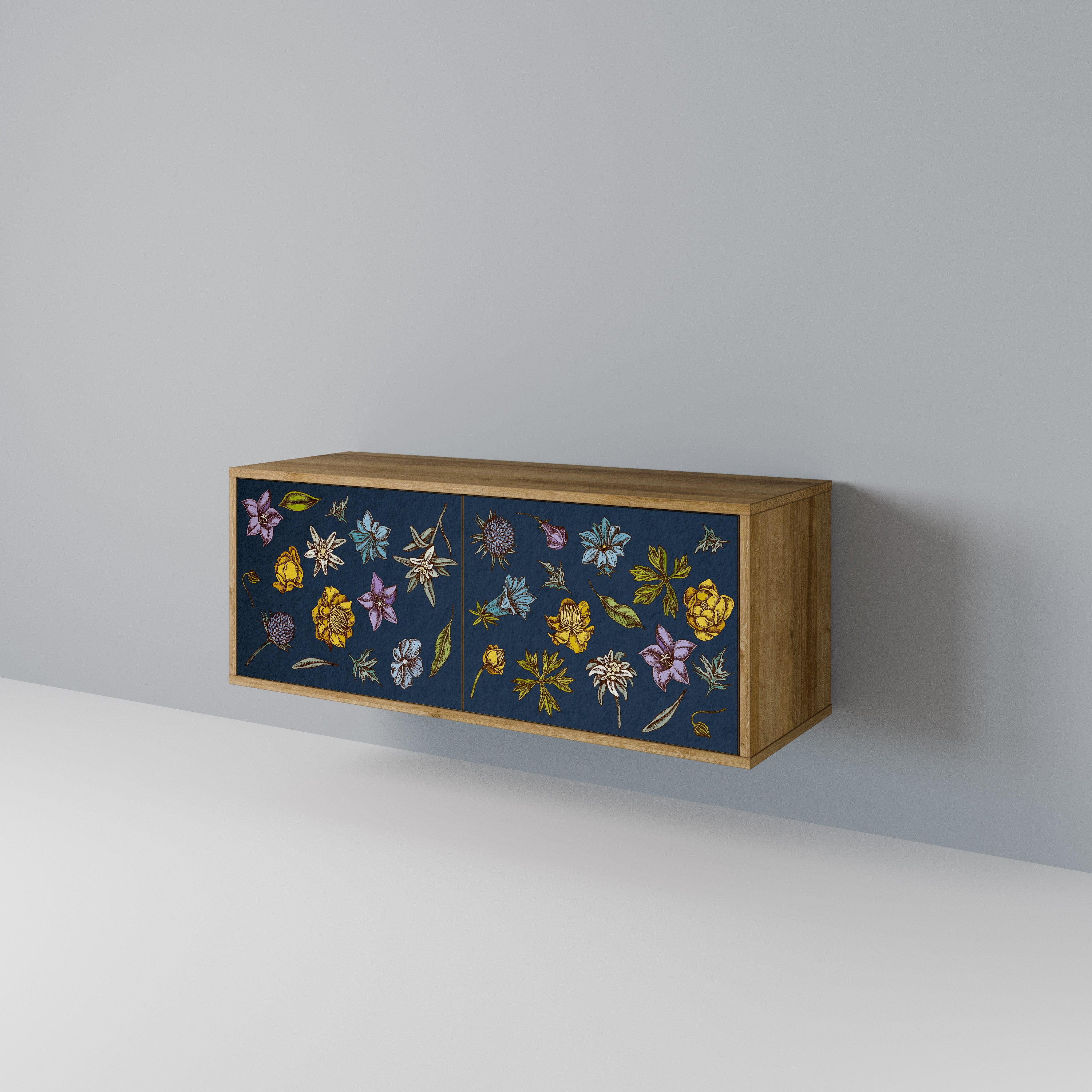 FLOWERS ON NAVY BLUE Móvel de TV Compacto de 2 Portas