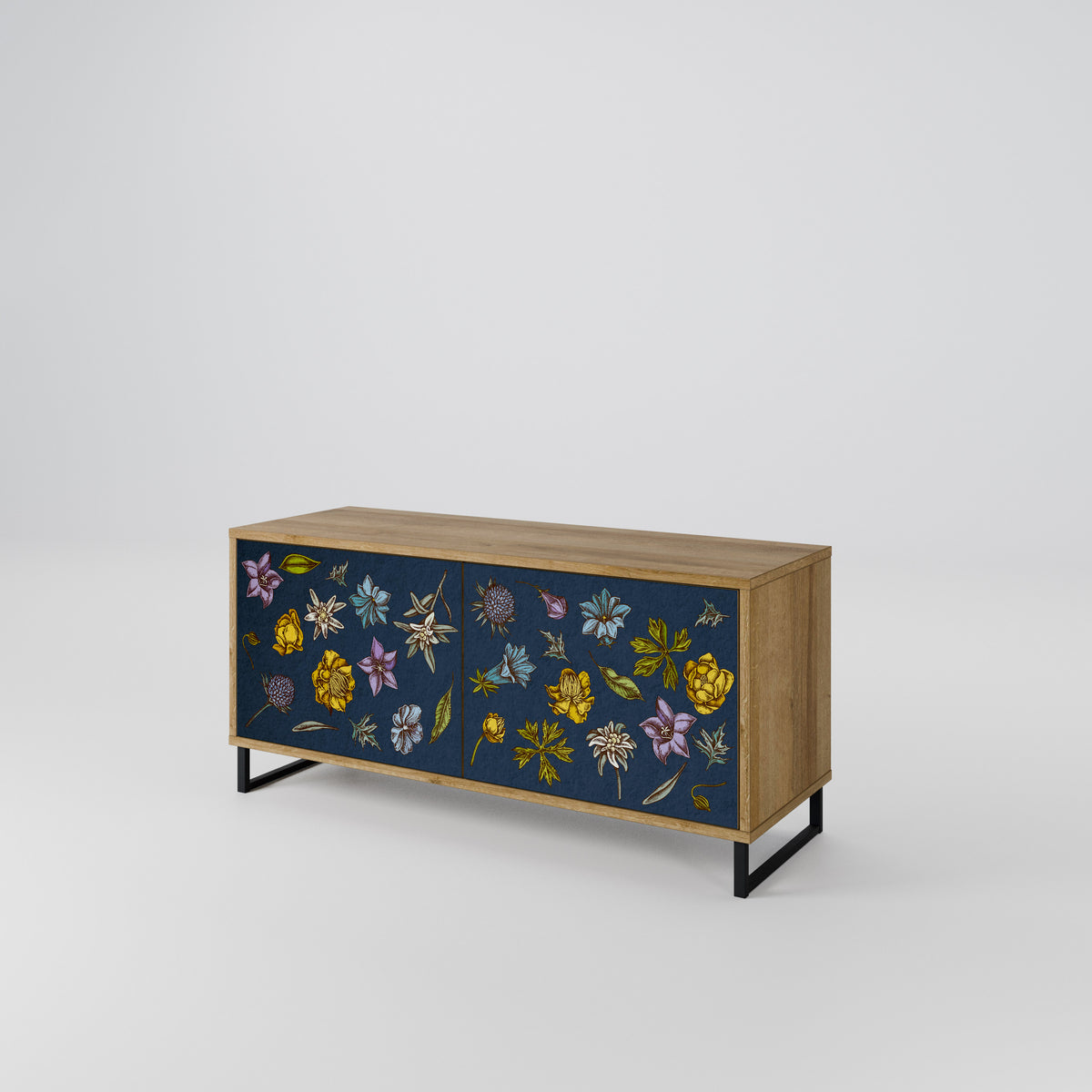 FLOWERS ON NAVY BLUE Móvel de TV Compacto de 2 Portas