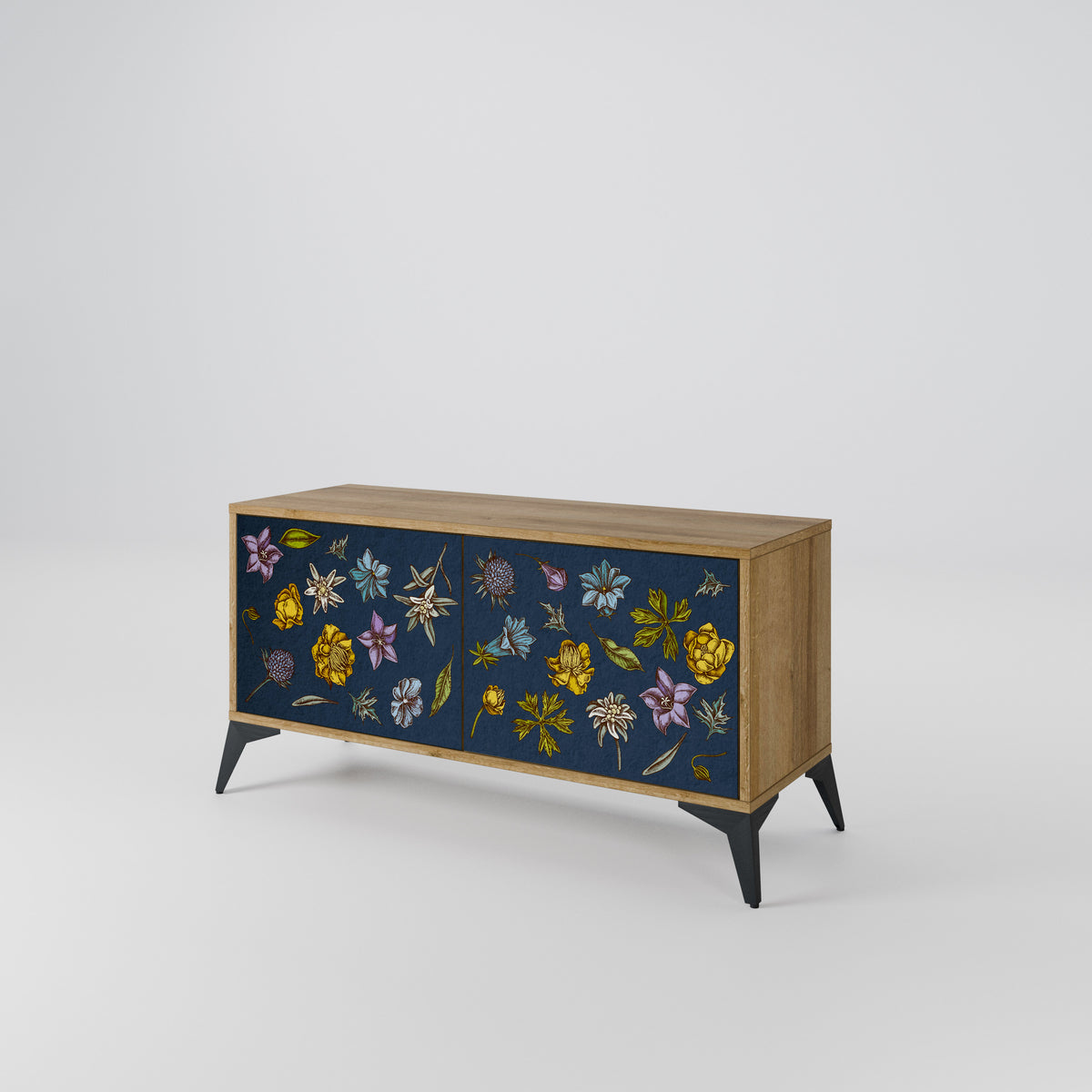 FLOWERS ON NAVY BLUE Móvel de TV Compacto de 2 Portas