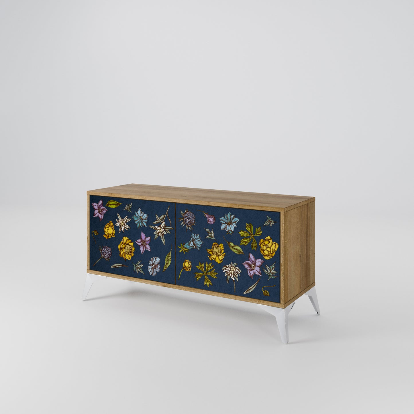 FLOWERS ON NAVY BLUE Móvel de TV Compacto de 2 Portas