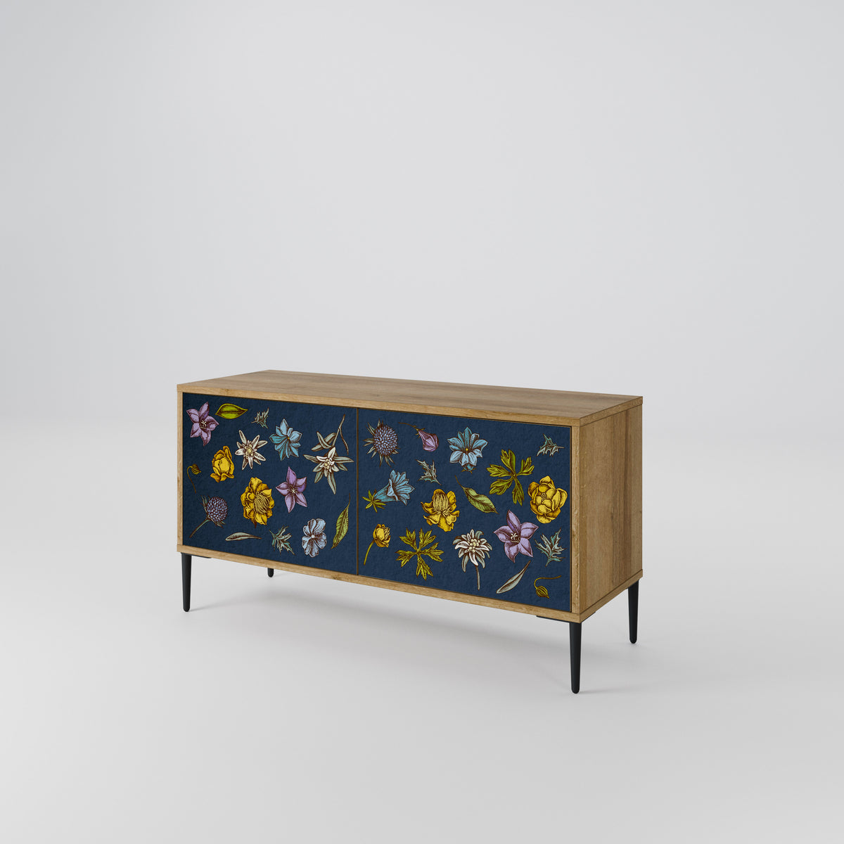 FLOWERS ON NAVY BLUE Móvel de TV Compacto de 2 Portas