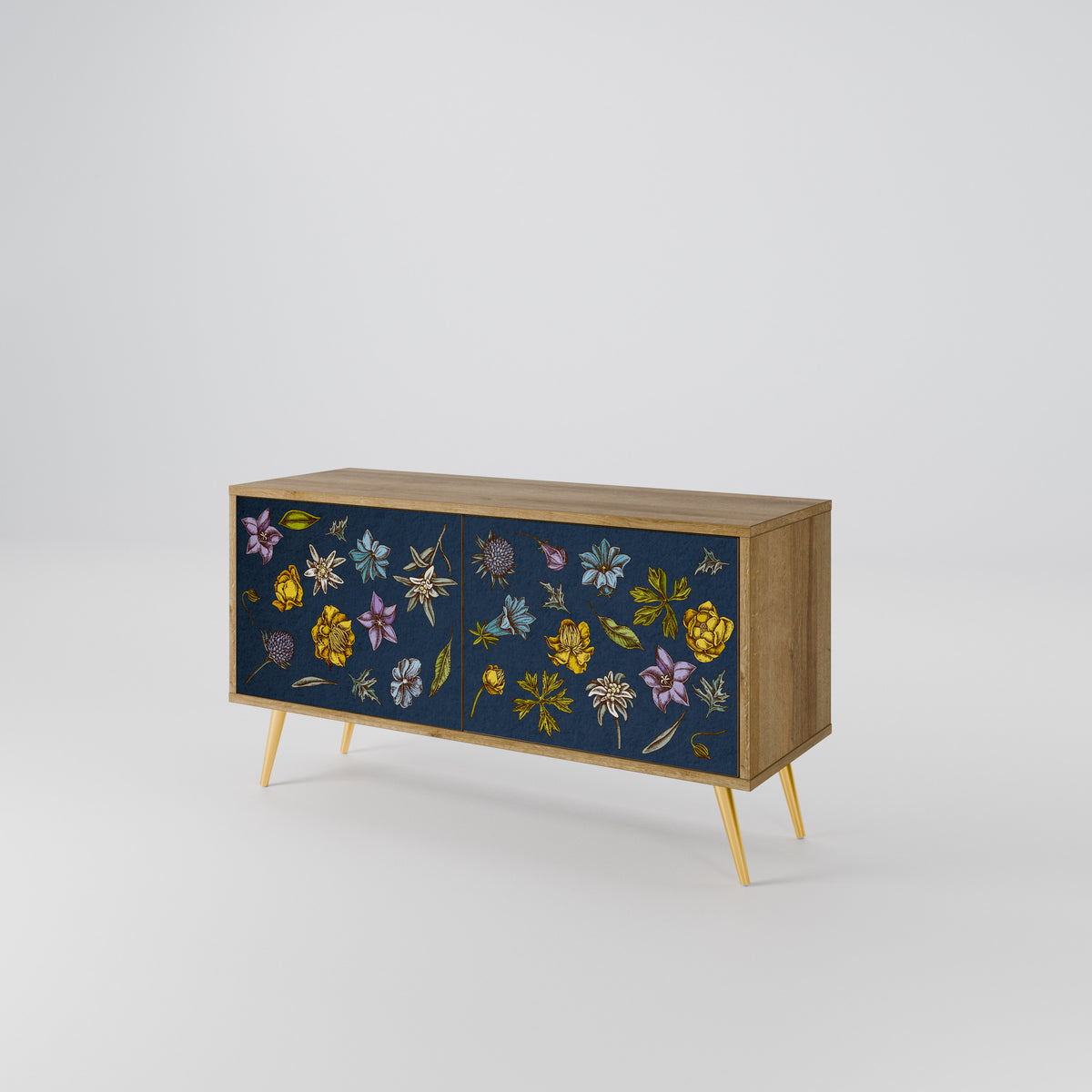FLOWERS ON NAVY BLUE Móvel de TV Compacto de 2 Portas
