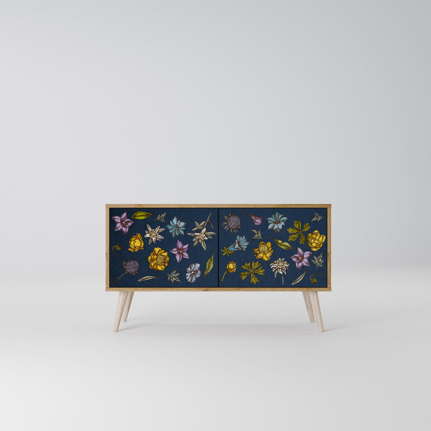 FLOWERS ON NAVY BLUE Móvel de TV Compacto de 2 Portas