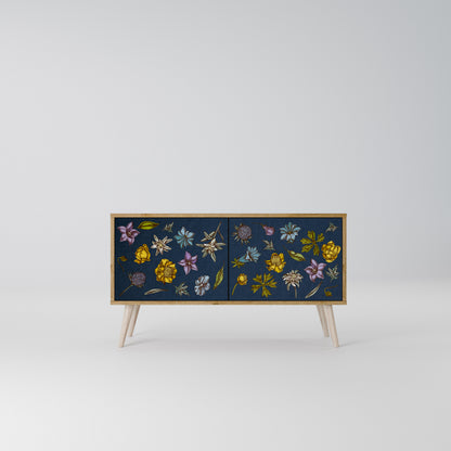 FLOWERS ON NAVY BLUE Móvel de TV Compacto de 2 Portas