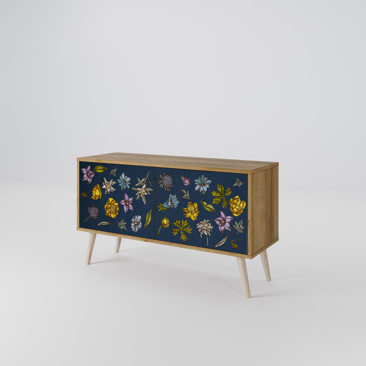 FLOWERS ON NAVY BLUE Móvel de TV Compacto de 2 Portas