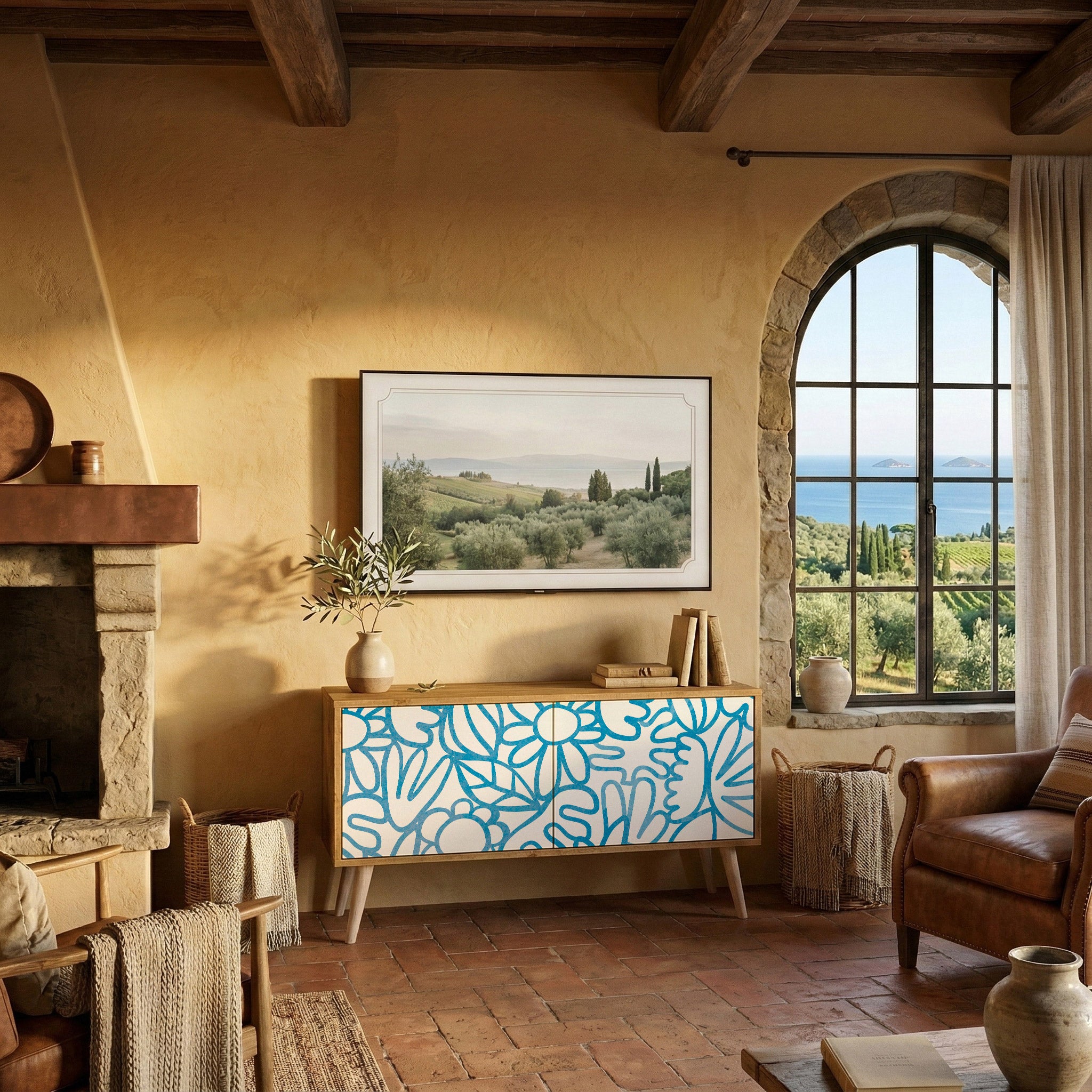 BLOOMY MORNING Compact 2-Door TV Cabinet