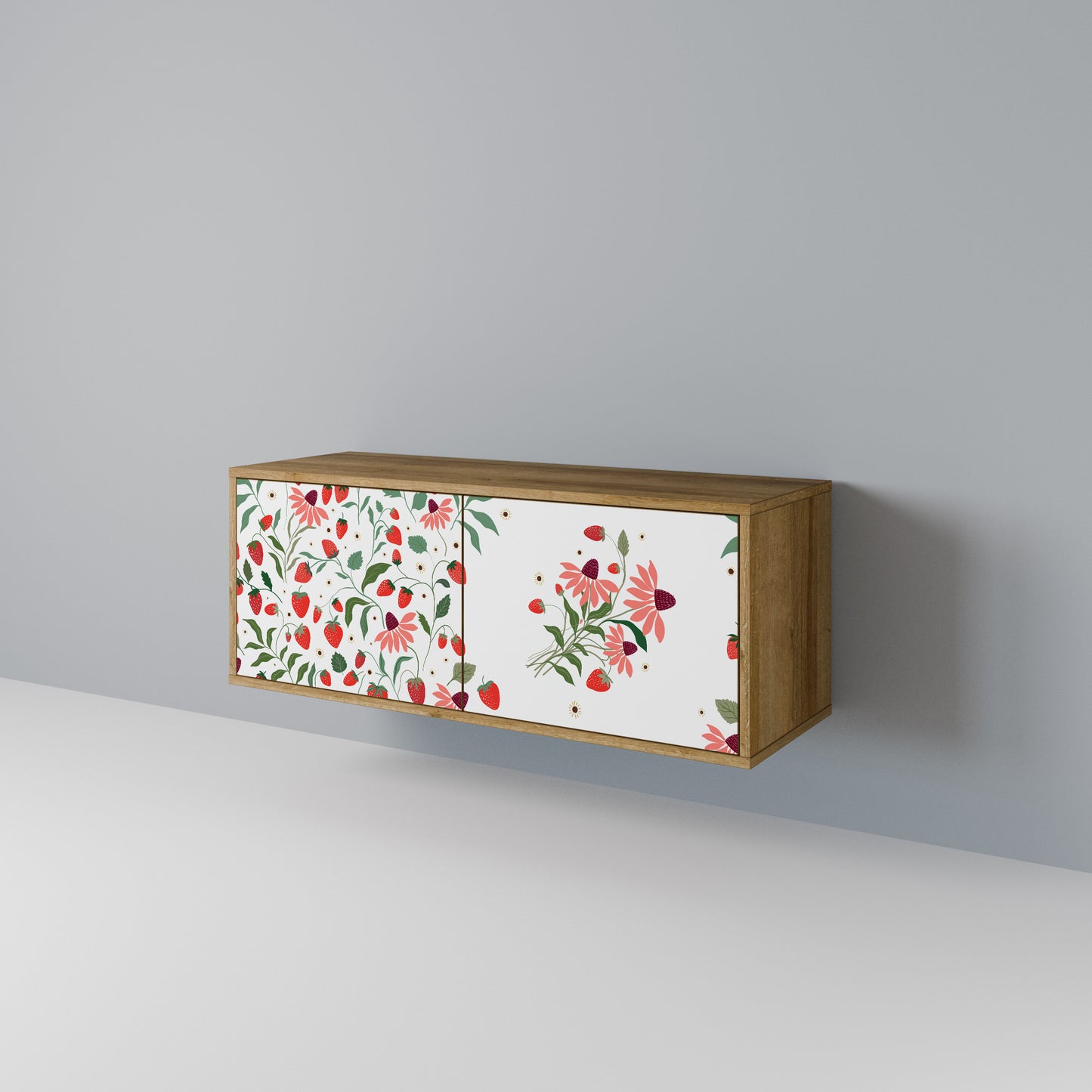 FLOWERS AND STRAWBERRIES Móvel de TV Compacto de 2 Portas