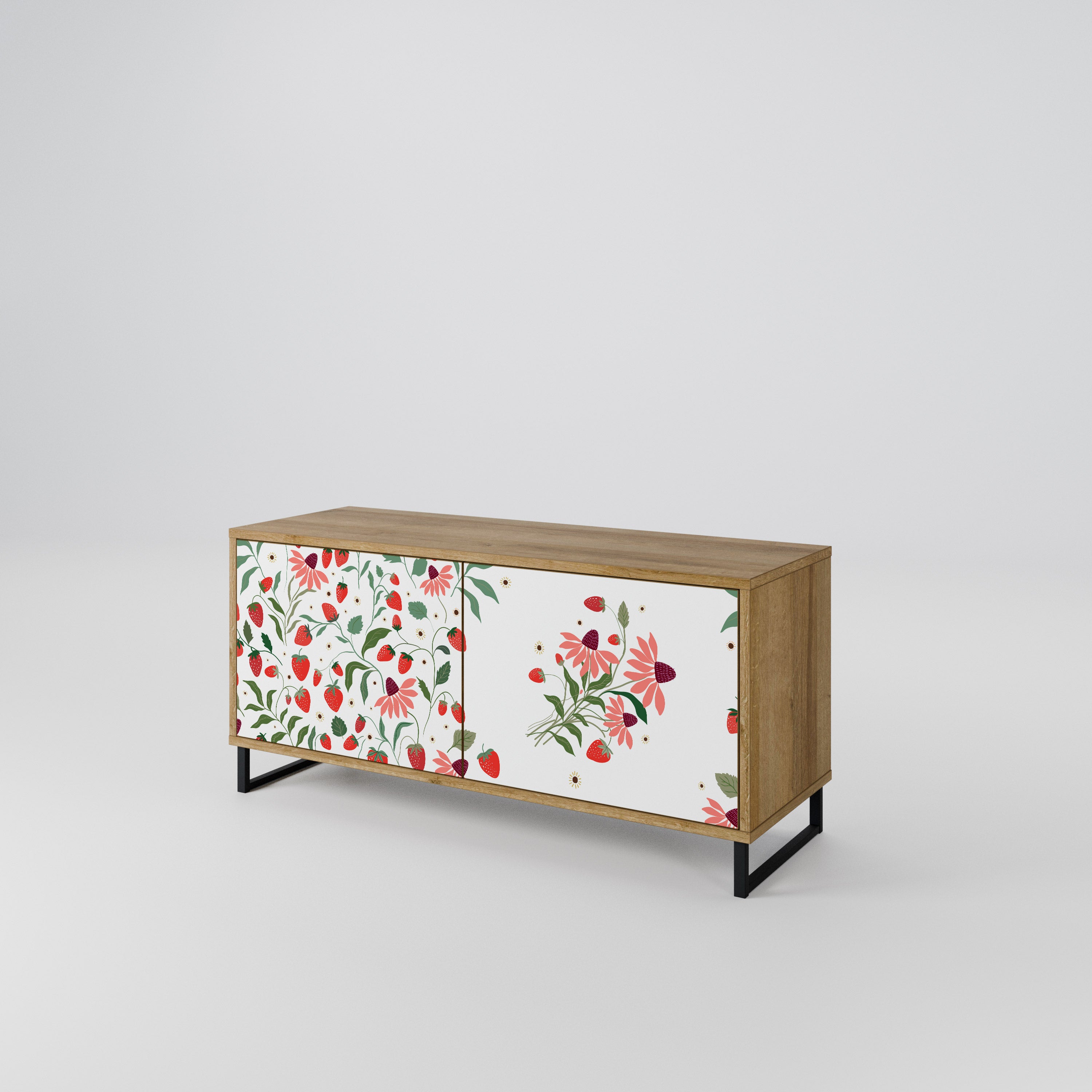 FLOWERS AND STRAWBERRIES Móvel de TV Compacto de 2 Portas