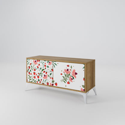 FLOWERS AND STRAWBERRIES Móvel de TV Compacto de 2 Portas