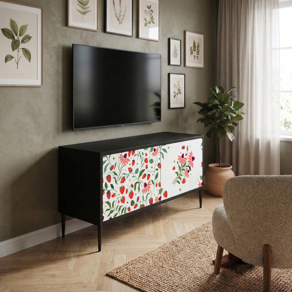 FLOWERS AND STRAWBERRIES Móvel de TV Compacto de 2 Portas