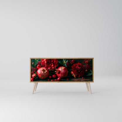 DAHLIAS AND POMEGRANATES Compact 2-Door TV Cabinet