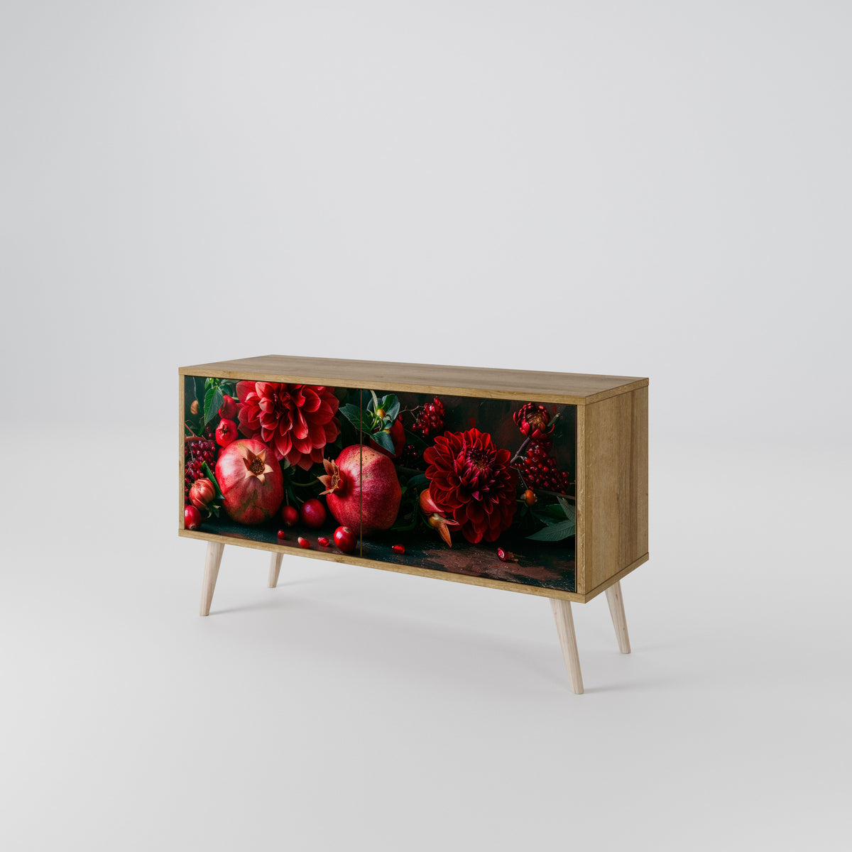 DAHLIAS AND POMEGRANATES Compact 2-Door TV Cabinet