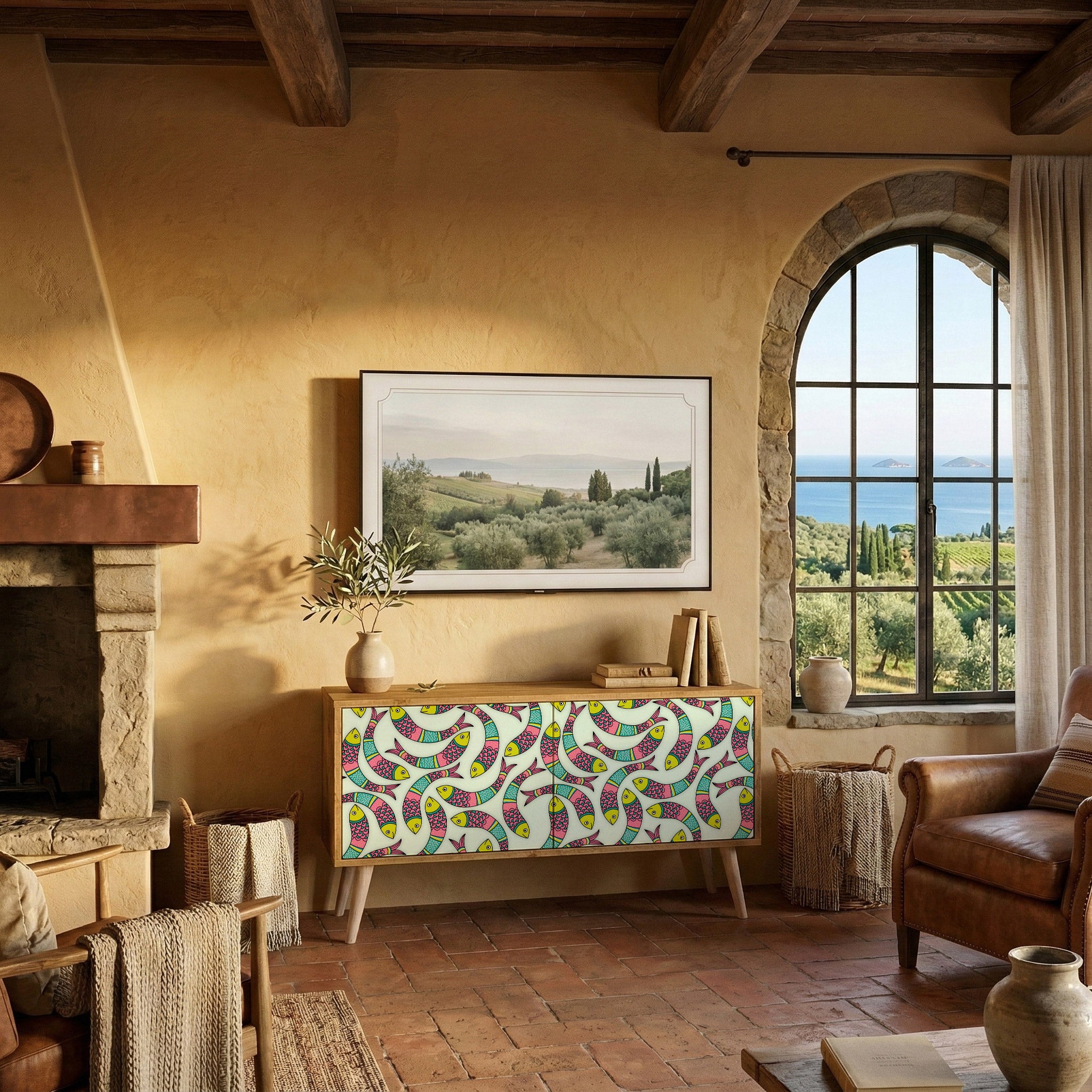 INDIAN FISH Compact 2-Door TV Cabinet