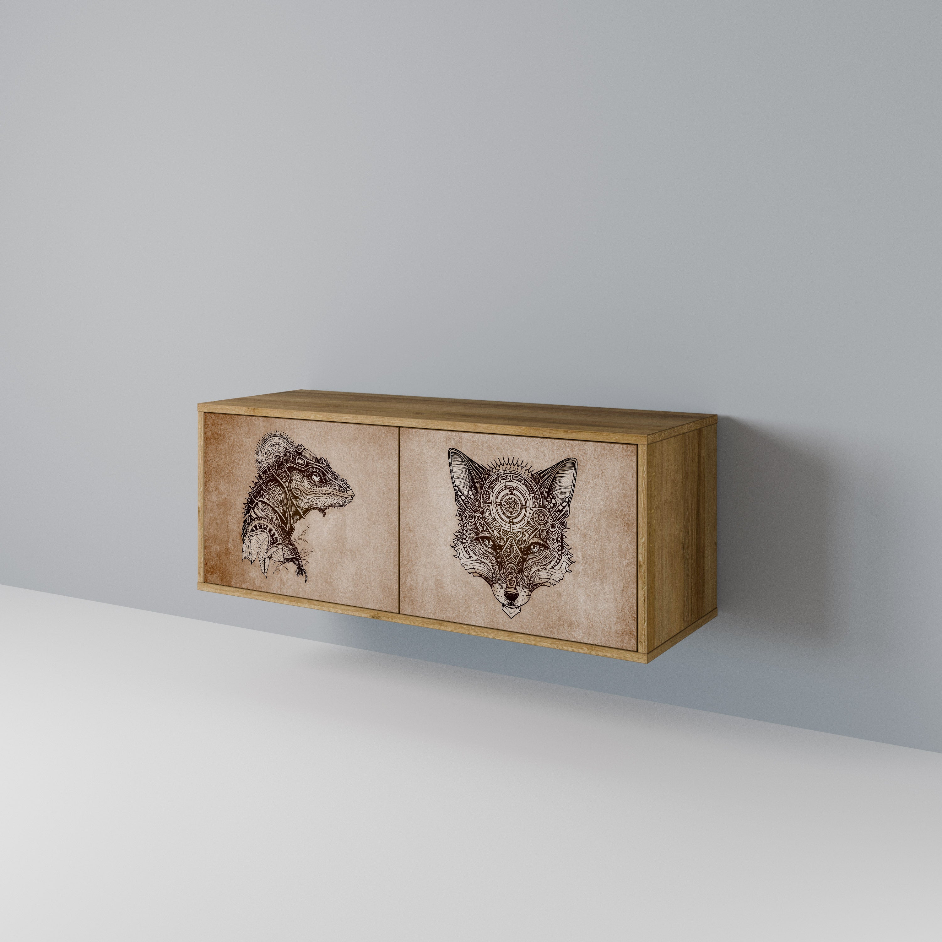 STEAMPUNK CLAN Móvel de TV Compacto de 2 Portas