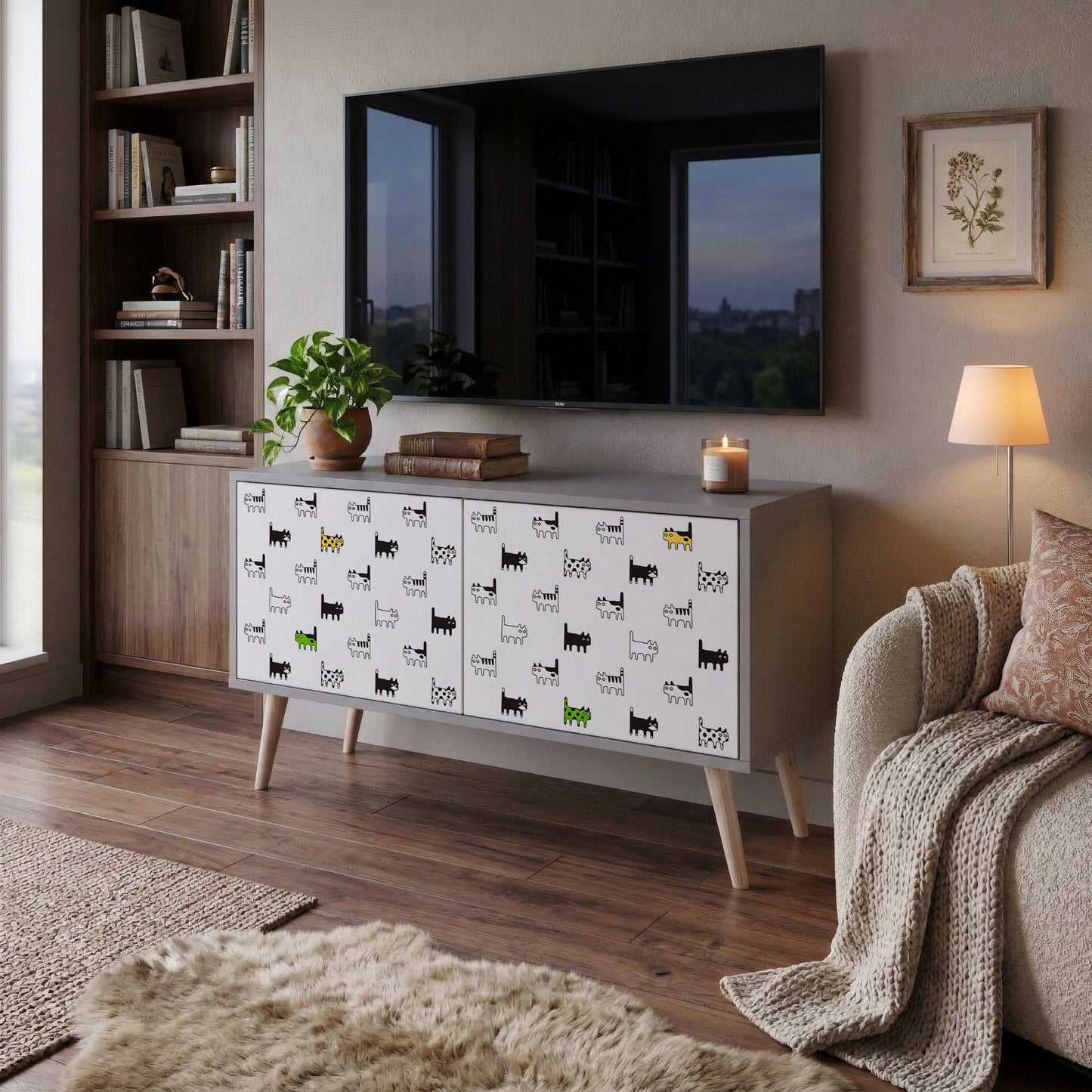 CATS COMPILATION Compact 2-Door TV Cabinet