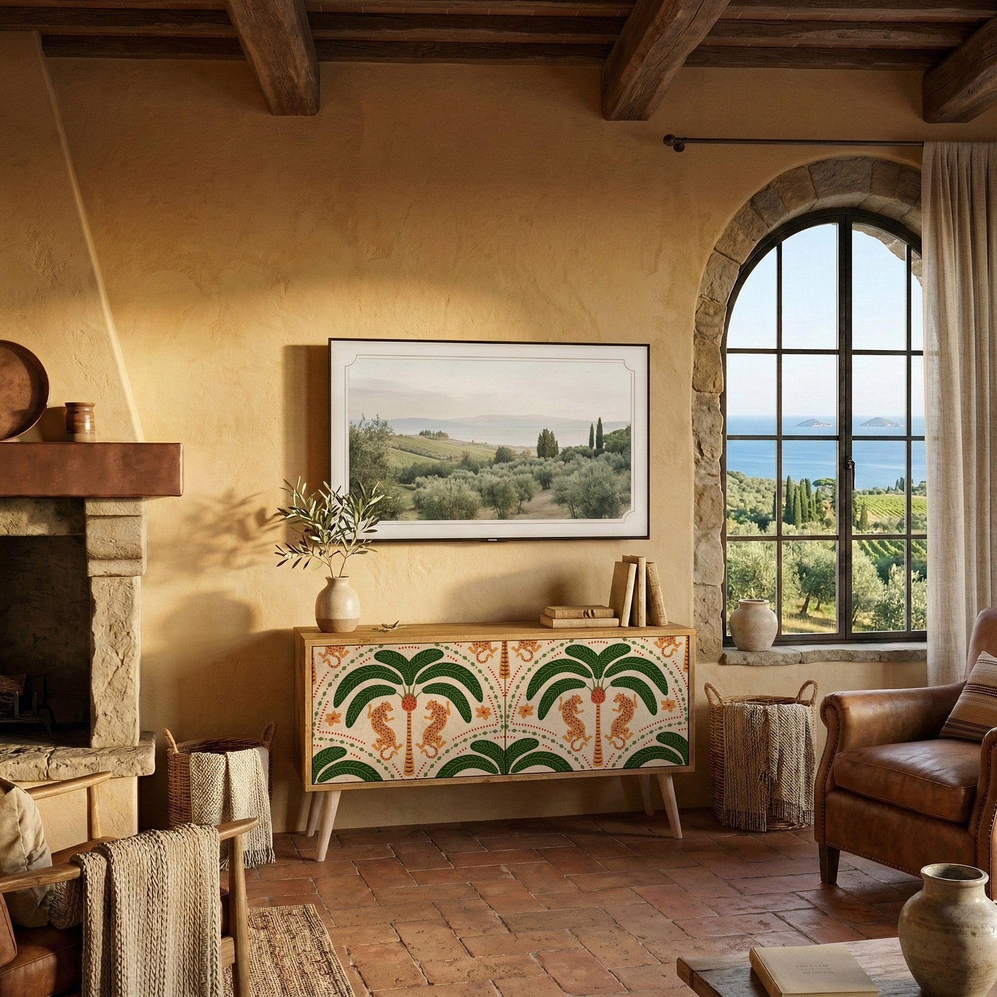 DANCING PREDATORS Compact 2-Door TV Cabinet