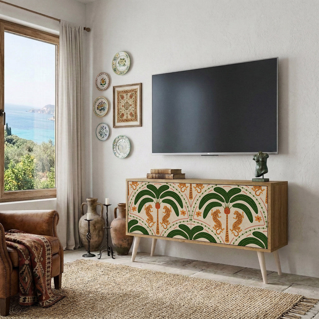 DANCING PREDATORS Compact 2-Door TV Cabinet