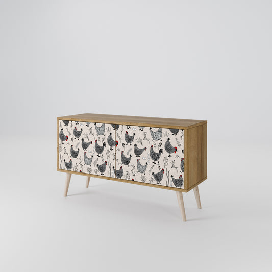 HAPPY HENS Compact 2-Door TV Cabinet