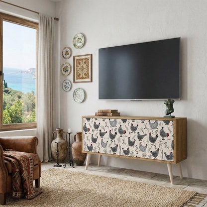HAPPY HENS Compact 2-Door TV Cabinet