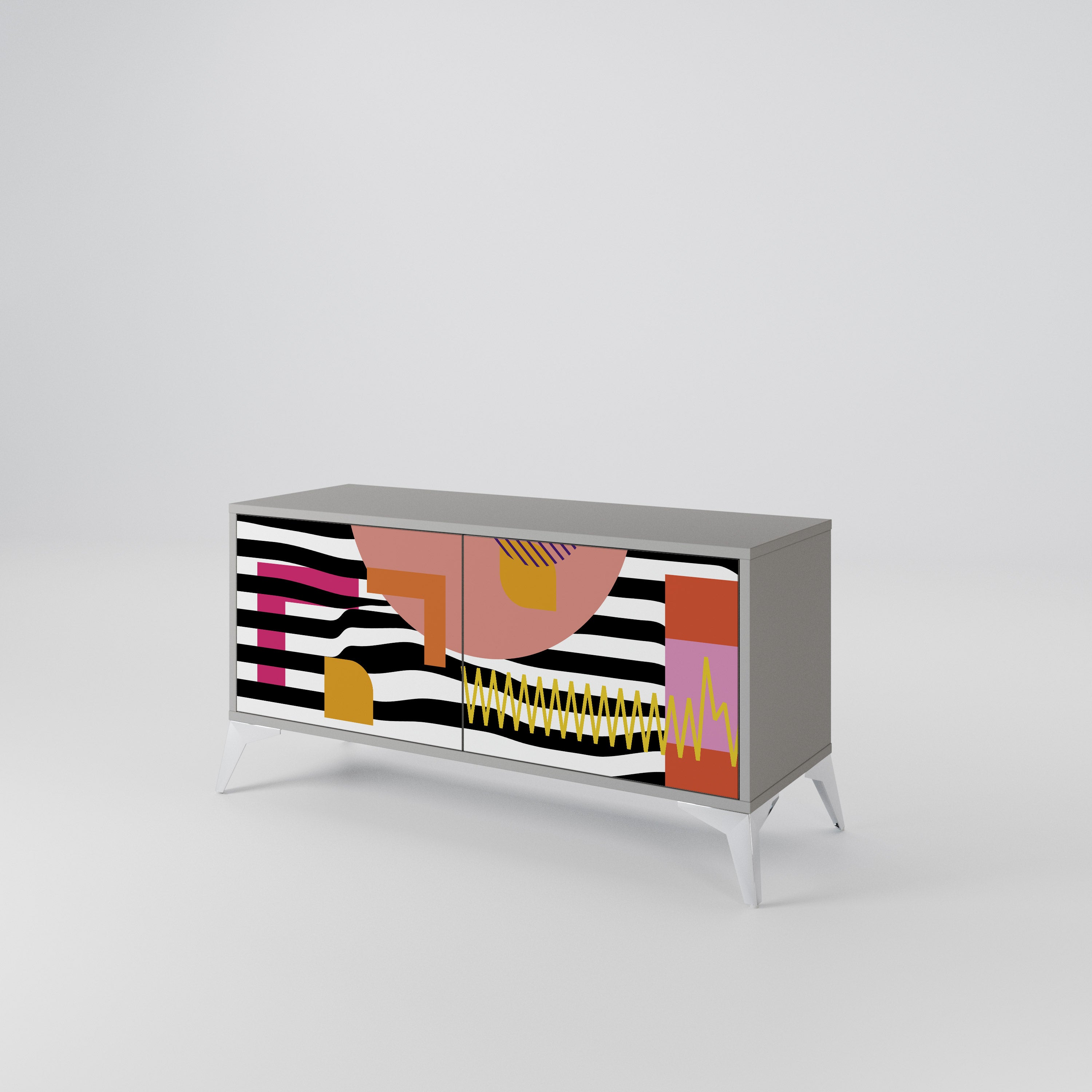 CHROMATIC ABSTRACT Compact 2-Door TV Cabinet