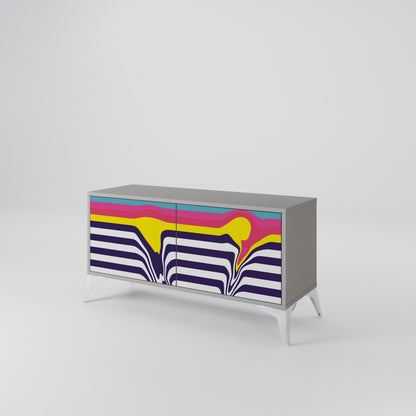 COLORFUL DIVERSION Móvel de TV Compacto de 2 Portas