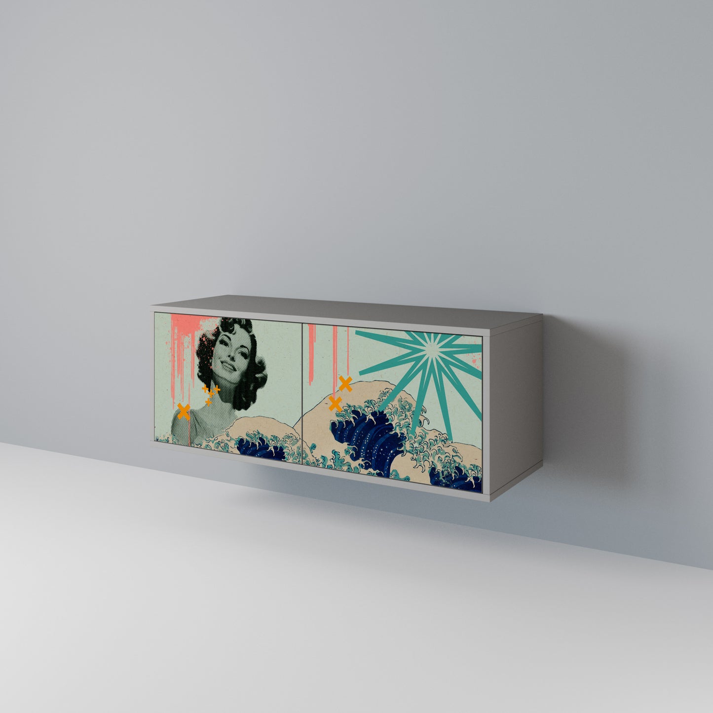 KANAGAWA BEAUTY Móvel de TV Compacto de 2 Portas