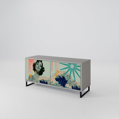 KANAGAWA BEAUTY Móvel de TV Compacto de 2 Portas