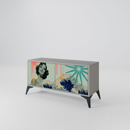 KANAGAWA BEAUTY Móvel de TV Compacto de 2 Portas