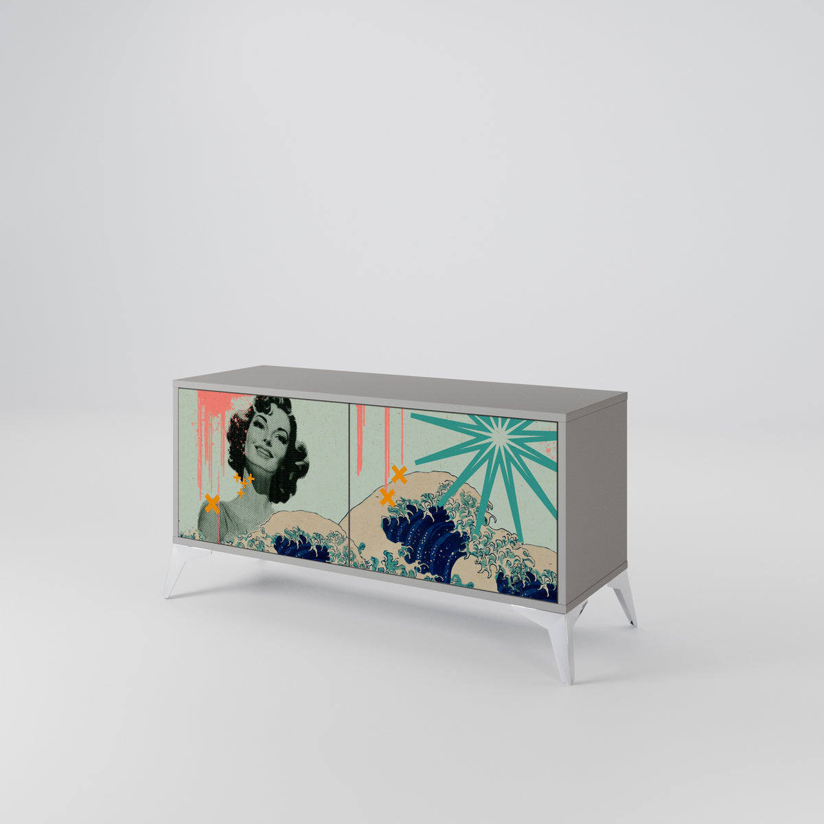 KANAGAWA BEAUTY Móvel de TV Compacto de 2 Portas