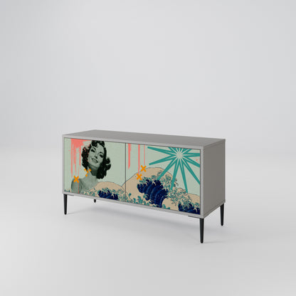 KANAGAWA BEAUTY Móvel de TV Compacto de 2 Portas