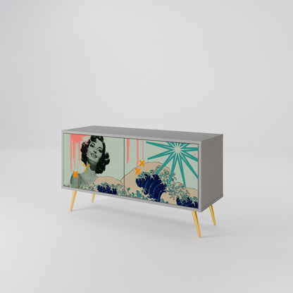 KANAGAWA BEAUTY Móvel de TV Compacto de 2 Portas