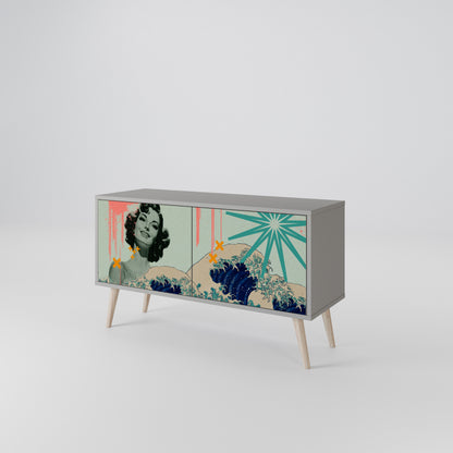 KANAGAWA BEAUTY Móvel de TV Compacto de 2 Portas