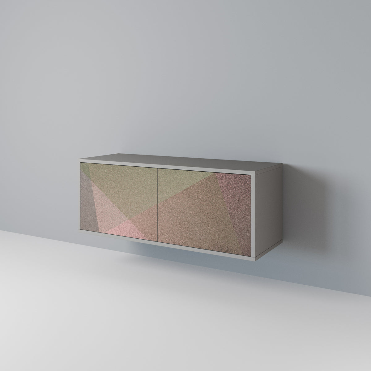 BEIGE GEOMETRY Móvel de TV Compacto de 2 Portas