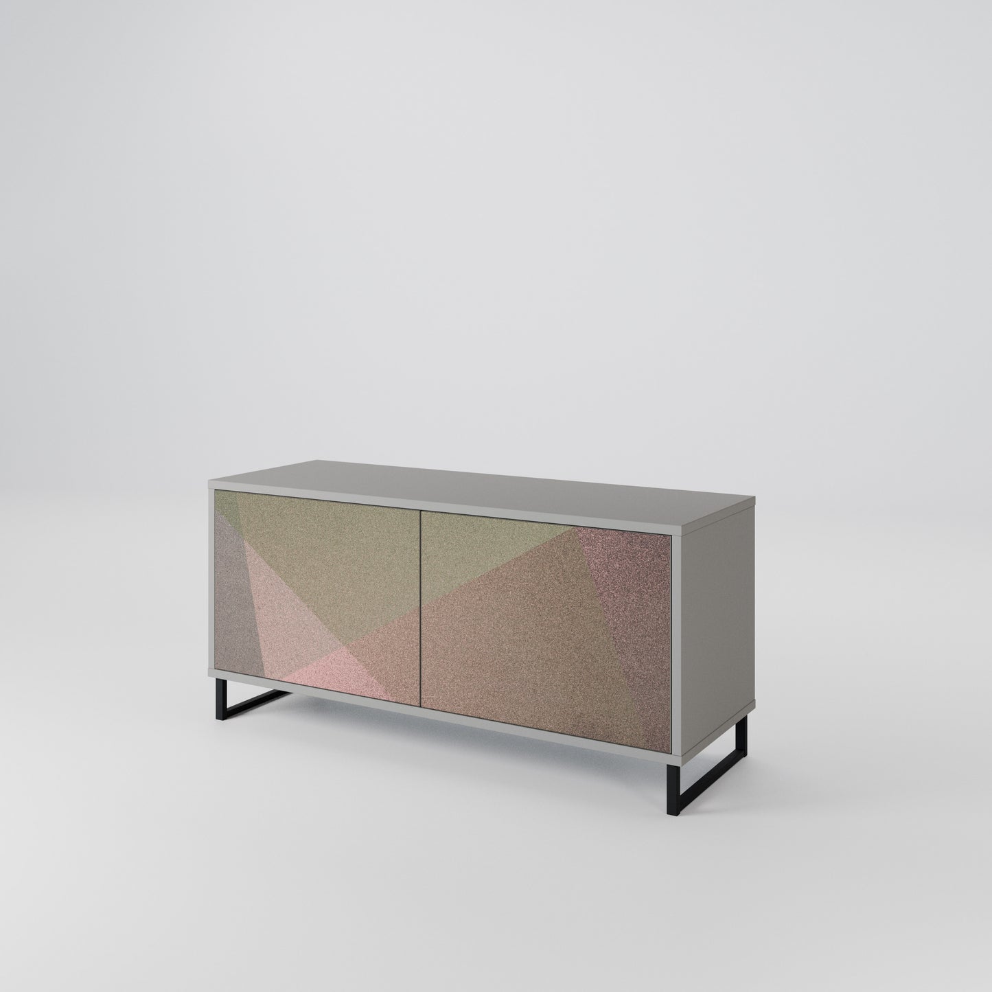 BEIGE GEOMETRY Móvel de TV Compacto de 2 Portas