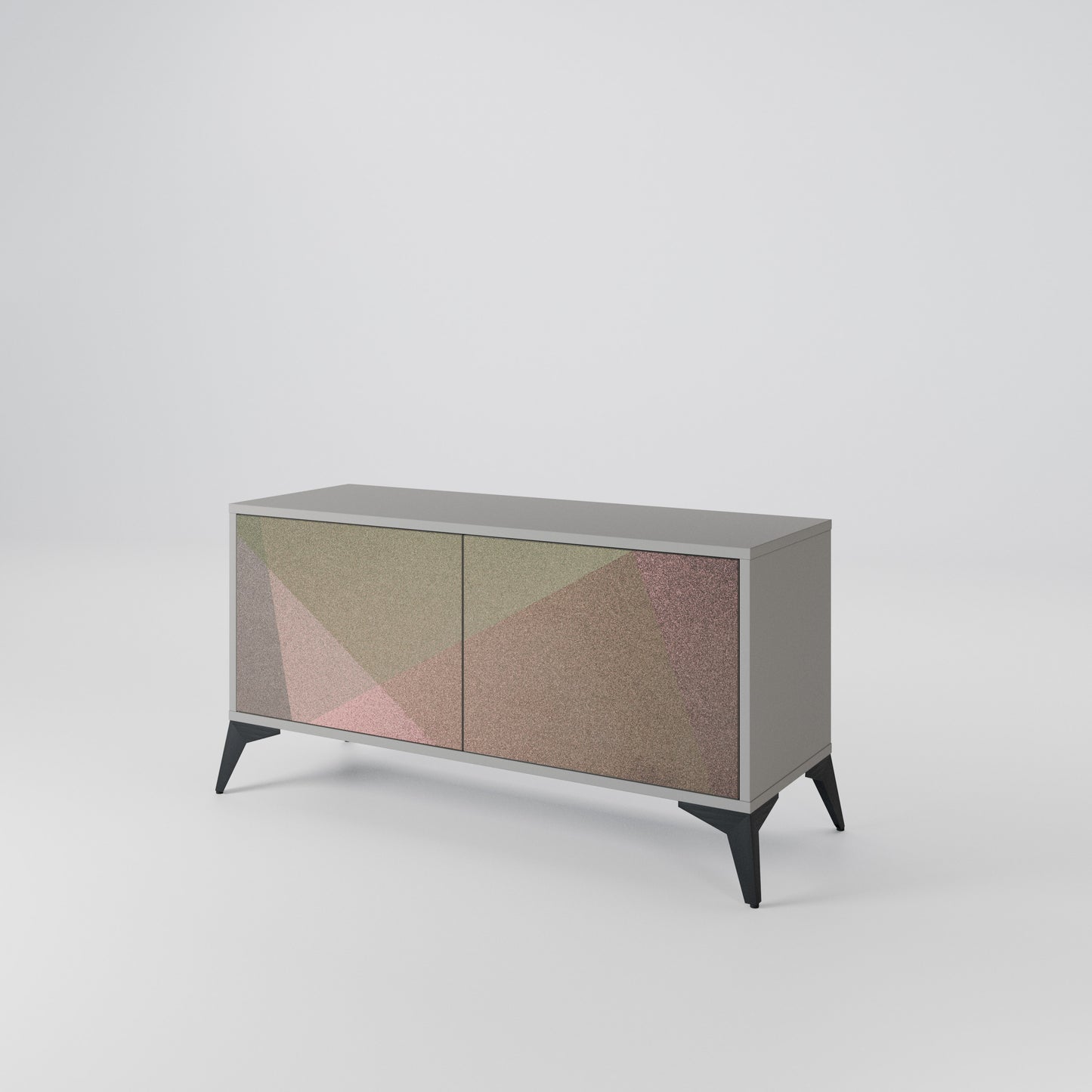 BEIGE GEOMETRY Móvel de TV Compacto de 2 Portas