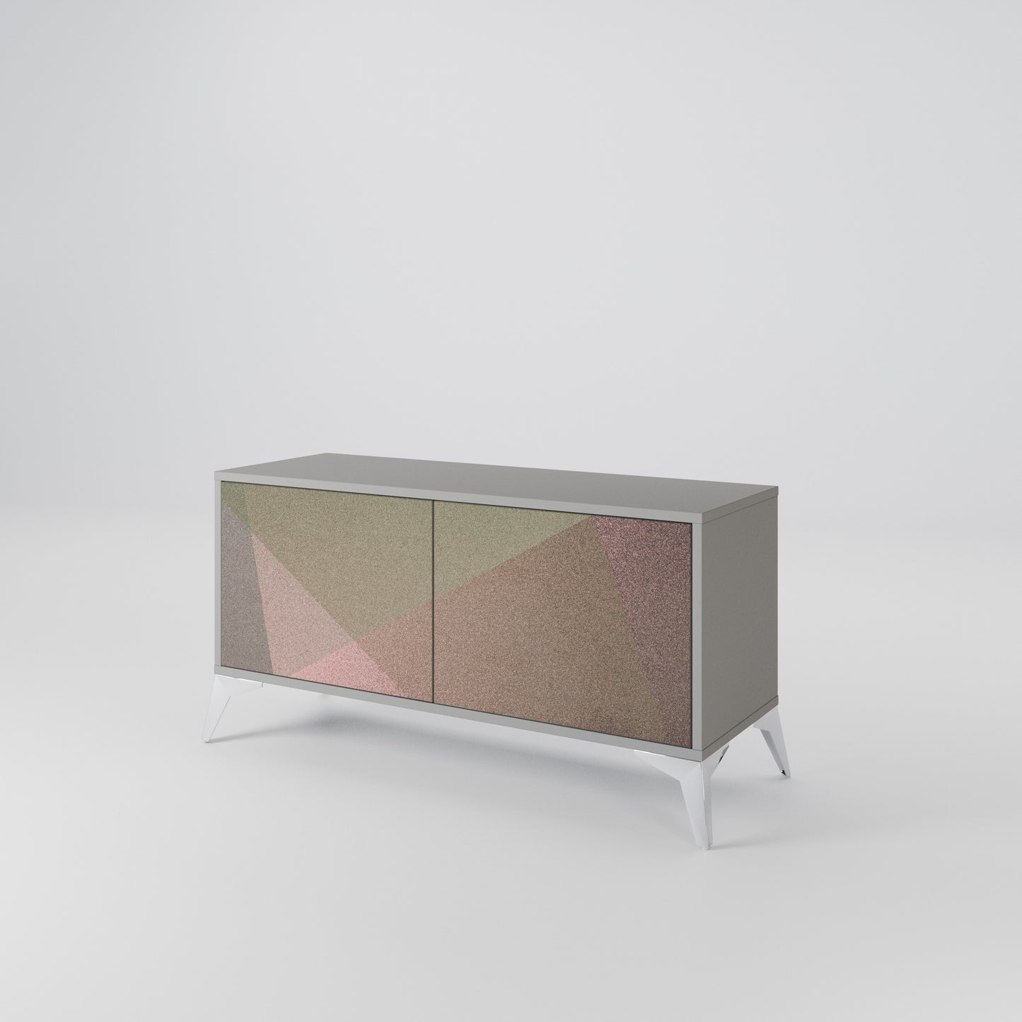 BEIGE GEOMETRY Móvel de TV Compacto de 2 Portas