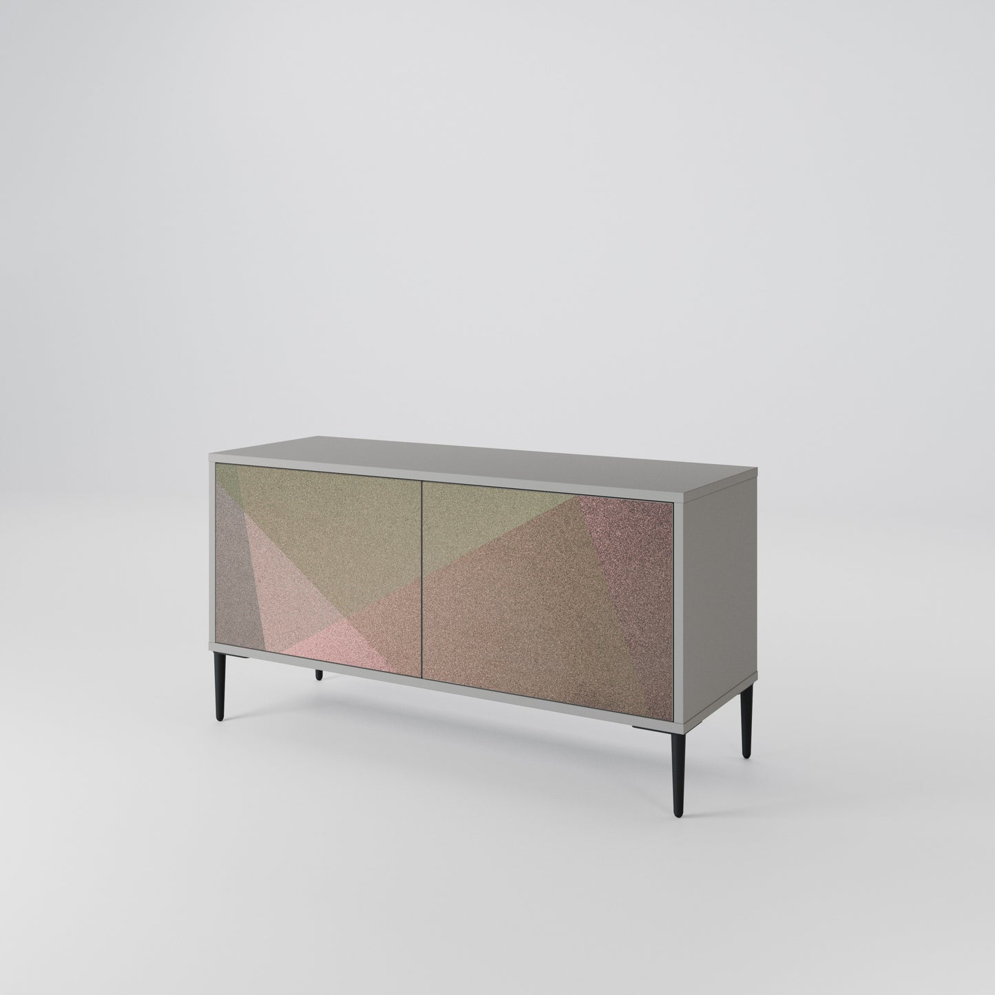 BEIGE GEOMETRY Móvel de TV Compacto de 2 Portas
