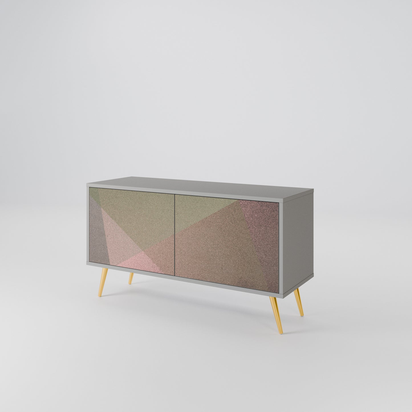 BEIGE GEOMETRY Móvel de TV Compacto de 2 Portas