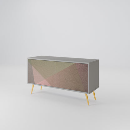 BEIGE GEOMETRY Móvel de TV Compacto de 2 Portas