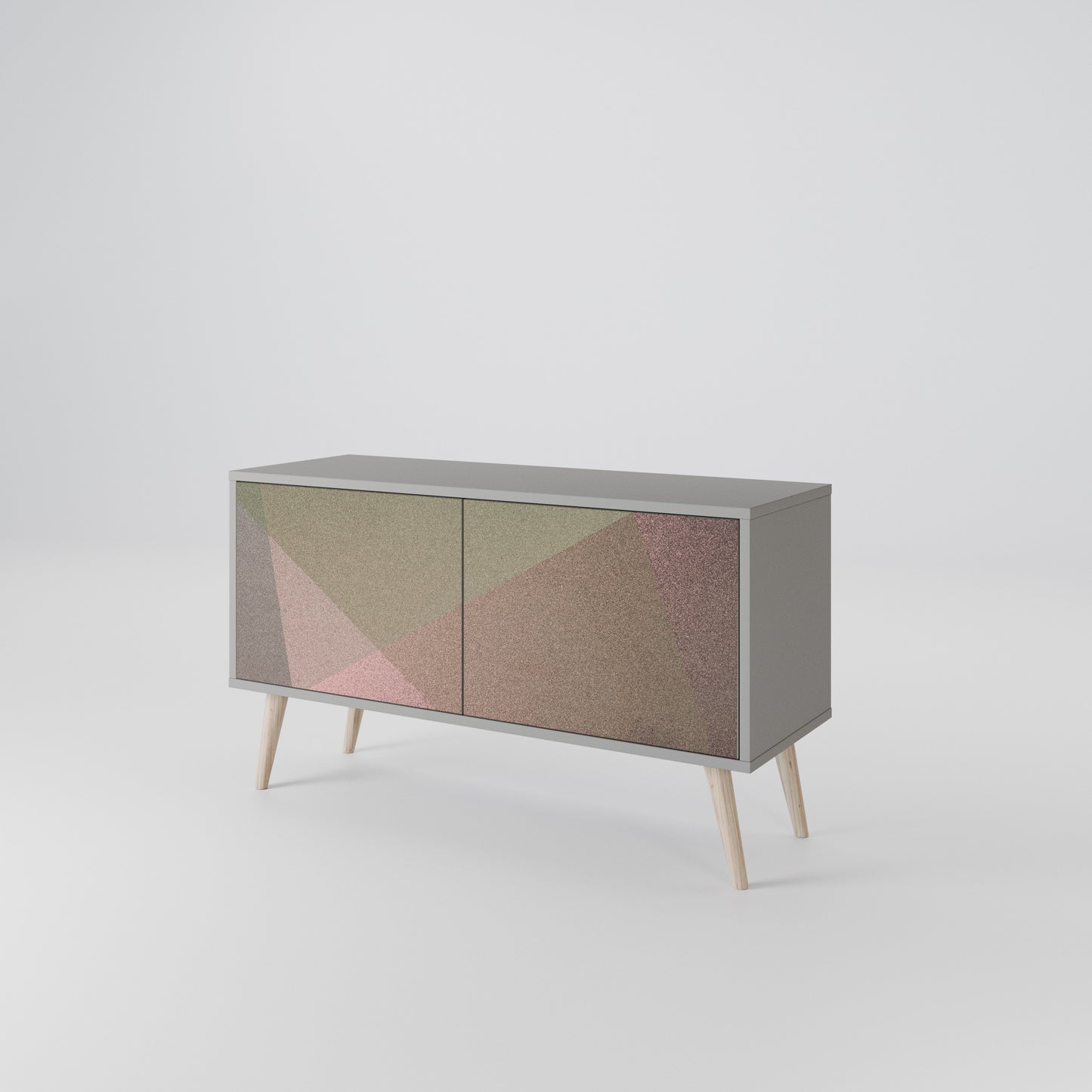 BEIGE GEOMETRY Móvel de TV Compacto de 2 Portas