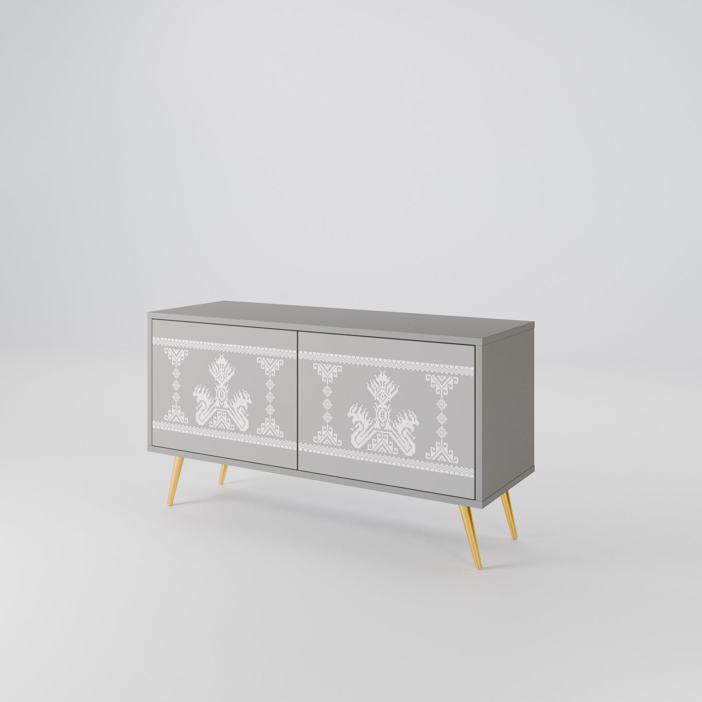 THAI GRAY Móvel de TV Compacto de 2 Portas