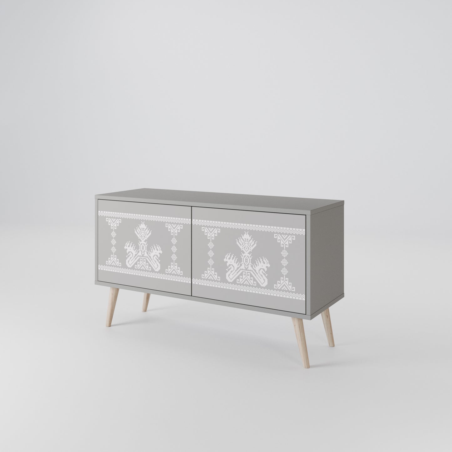 THAI GRAY Móvel de TV Compacto de 2 Portas